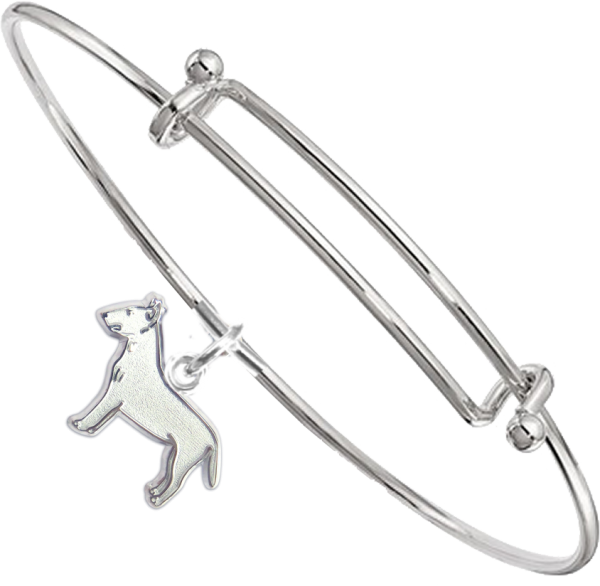 Sterling Silver Bull Terrier Charm on Bangle Bracelet