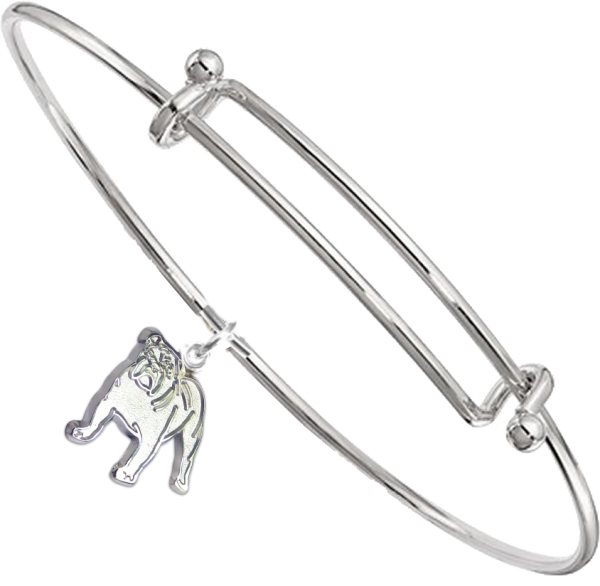 Sterling Silver Bulldog Charm on Bangle Bracelet