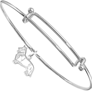 Sterling Silver Cardigan Welsh Corgi Charm on Bangle Bracelet