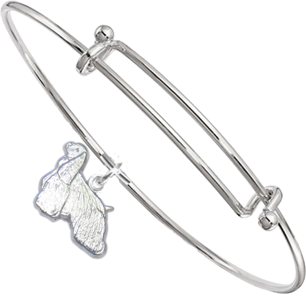 Sterling Silver Cocker Spaniel Charm on Bangle Bracelet