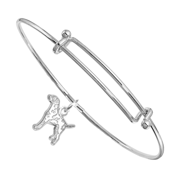 Sterling Silver Dalmatian Charm on Bangle Bracelet