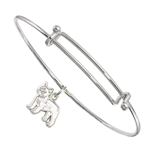 Sterling Silver French Bulldog Charm on Bangle Bracelet