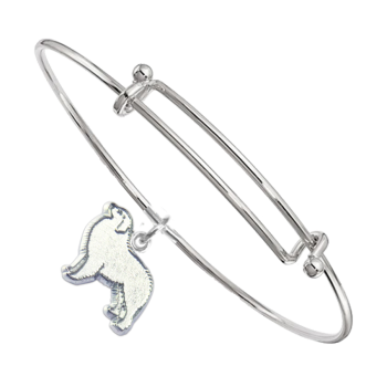 Sterling Silver Great Pyrenees Charm on Bangle Bracelet