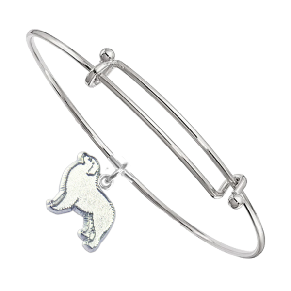 Sterling Silver Great Pyrenees Charm on Bangle Bracelet