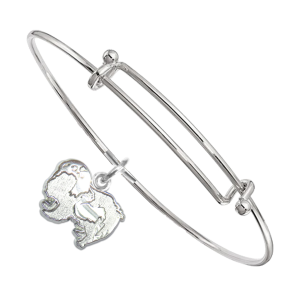 Sterling Silver Japanese Chin Charm on Bangle Bracelet