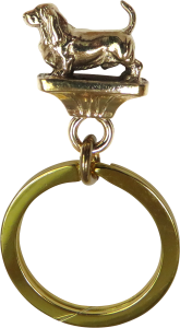 Solid Bronze Basset Hound Key Ring - Rear View