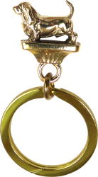 Solid Bronze Basset Hound Key Ring