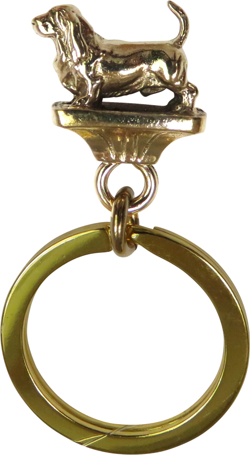 Solid Bronze Basset Hound Key Ring - Rear View