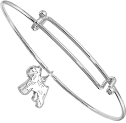 Sterling Silver Miniature Schnauzer Charm on Bangle Bracelet