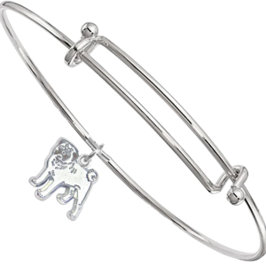 Sterling Silver Pug Charm on Bangle Bracelet