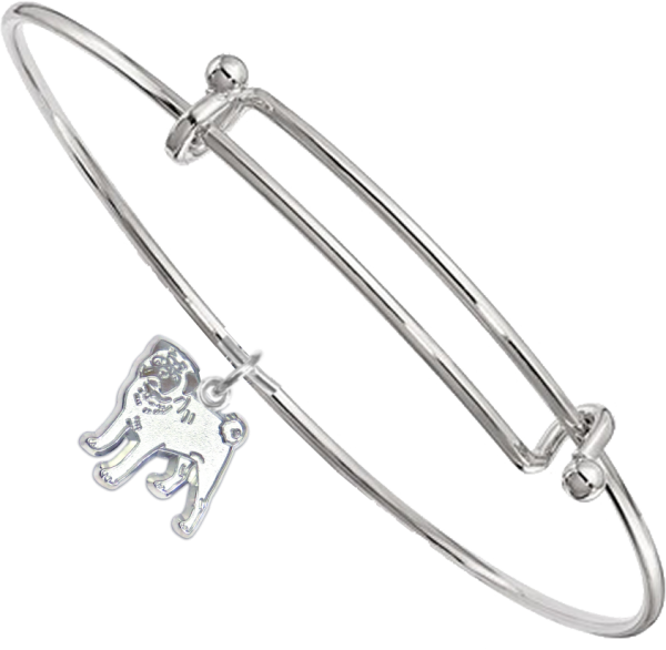 Sterling Silver Pug Charm on Bangle Bracelet