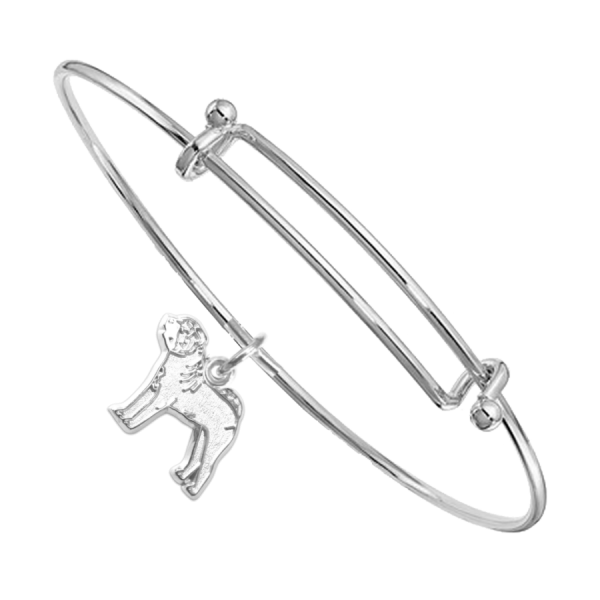 Sterling Silver Shar-Pei Charm on Bangle Bracelet