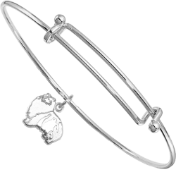 Sterling Silver Shetland Sheepdog - Sheltie - Charm on Bangle Bracelet