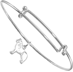 Sterling Silver Siberian Husky Charm on Bangle Bracelet