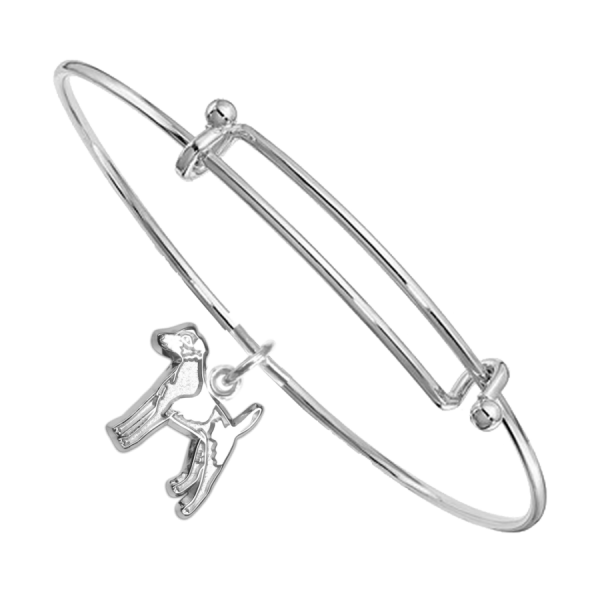 Sterling Silver Smooth Fox Terrier Charm on Bangle Bracelet