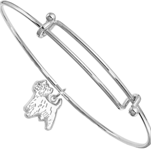 Sterling Silver West Highland White Terrier - Westie - Charm on Bangle Bracelet