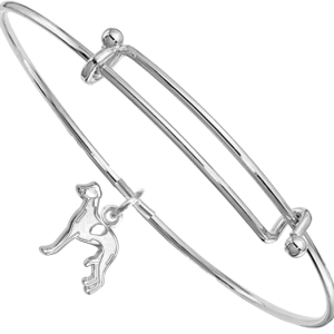 Sterling Silver Whippet Charm on Bangle Bracelet