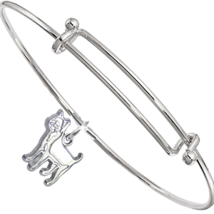 Sterling Silver Smooth Chihuahua Charm on Bangle Bracelet