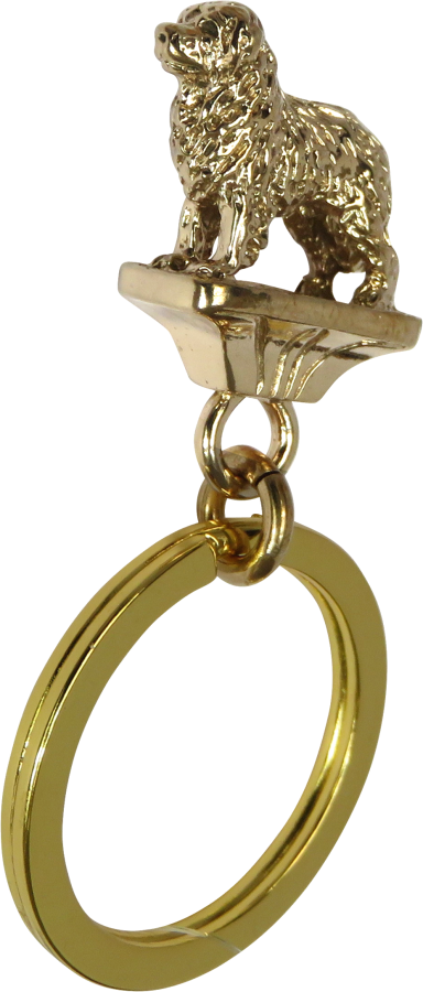 Solid Bronze Bernese Mountain Dog Key Ring - Front View