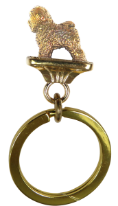 Solid Bronze Bichon Frise Key Ring