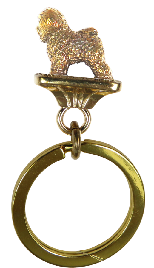 Solid Bronze Bichon Frise Key Ring