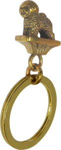 Solid Bronze Bichon Frise Key Ring - Front View
