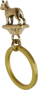 Solid Bronze Boston Terrier Key Ring - Rear View