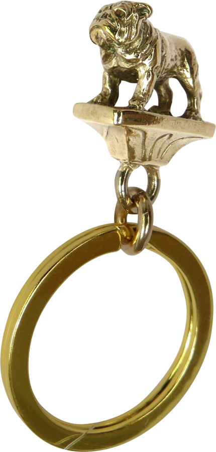 Solid Bronze Bulldog Key Ring - Front View