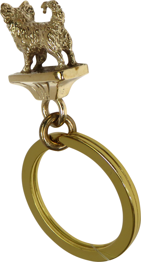 Solid Bronze Longhaired Chihuahua Key Ring - Rear View