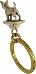 Solid Bronze Smooth Chihuahua Key Ring - Rear View