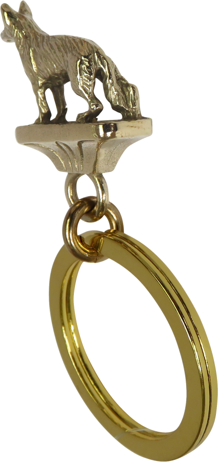 Solid Bronze German Shepherd Dog Key Ring - Rear View