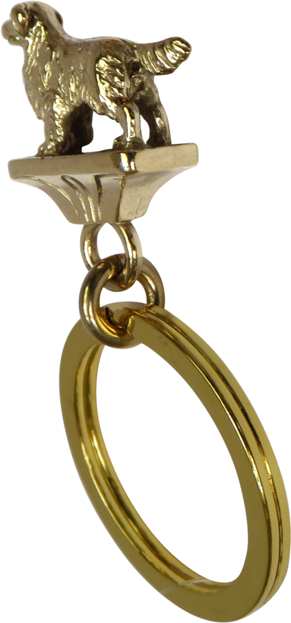 Solid Bronze Golden Retriever Key Ring - Rear View