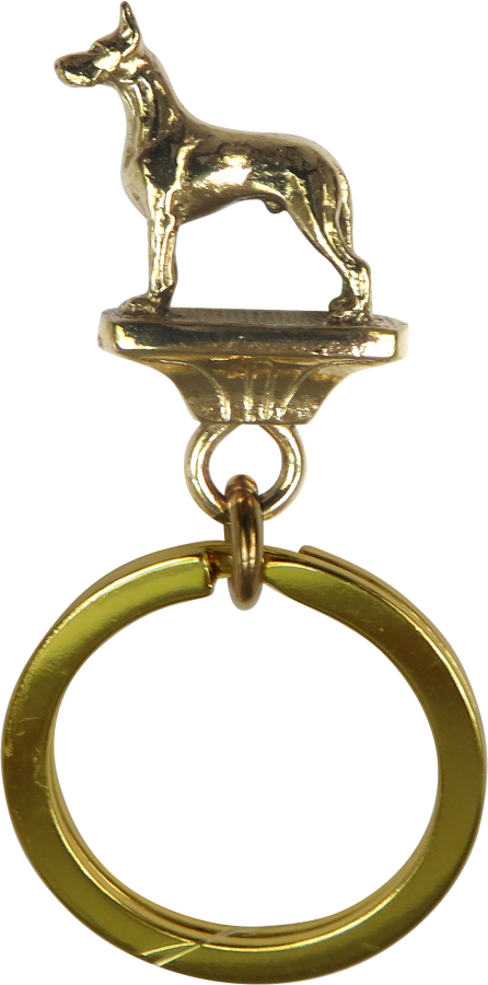 Solid Bronze Great Dane Key Ring