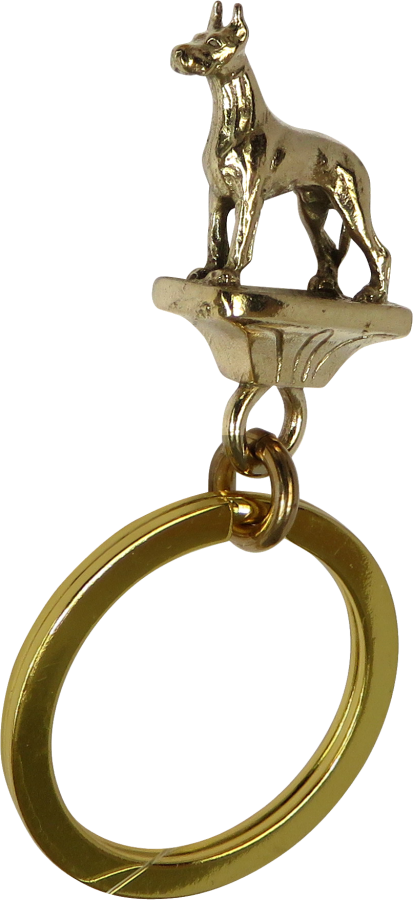 Solid Bronze Great Dane Key Ring - Front View