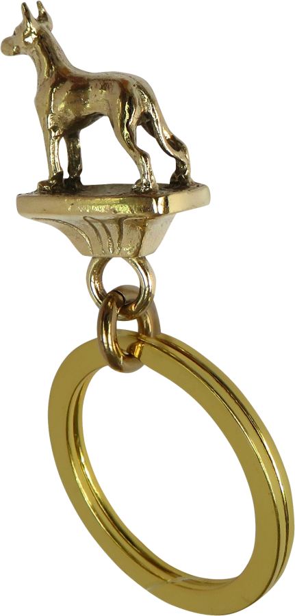 Solid Bronze Great Dane Key Ring - Rear View