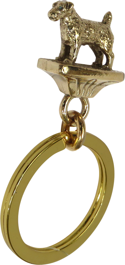 Solid Bronze Parson Russell Terrier Key Ring - Front View