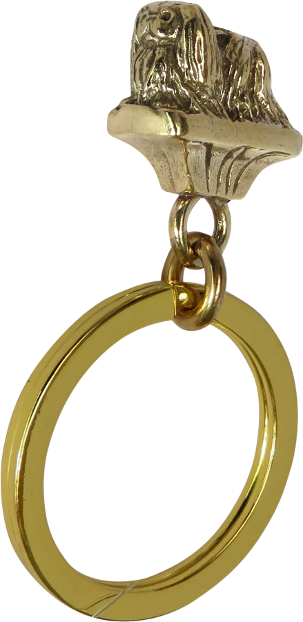 Solid Bronze Pekingese Key Ring - Front View