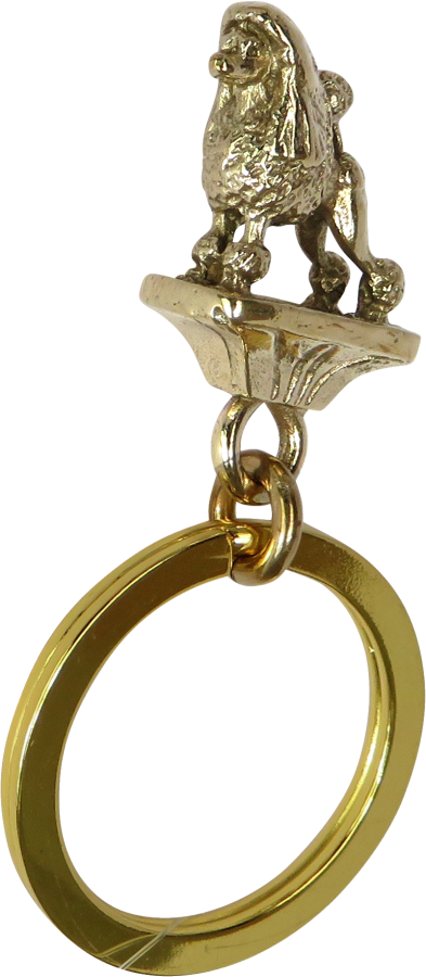 Solid Bronze Poodle Key Ring - Front View