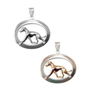 Whippet in Narrow Oval 14K Gold and Sterling