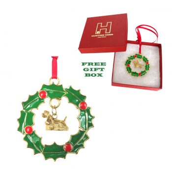 Exclusive Cocker Spaniel Gold Plated Bronze Christmas Holiday Wreath Ornament Decoration