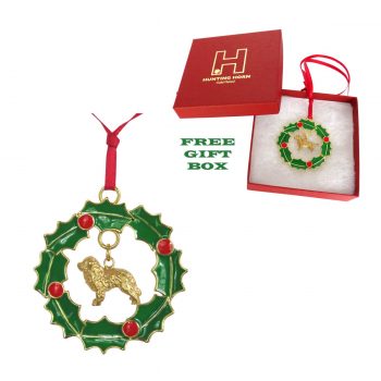 Exclusive Newfoundland Gold Plated Bronze Christmas Holiday Wreath Ornament Decoration