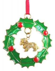 14K Gold Plated Wreath Ornament with Cavalier King Charles Spaniel
