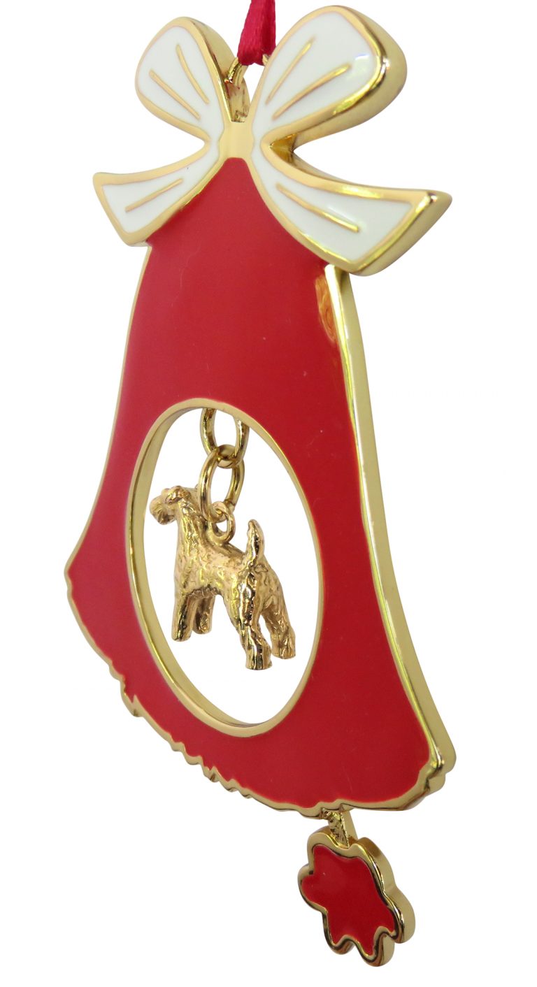 AIREDALE TERRIER Gold Plated Christmas Holiday Bell Ornament