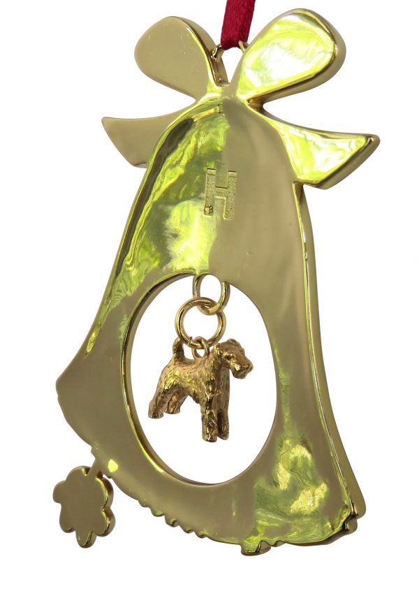 Airedale Terrier Gold Plated Bronze Christmas Holiday Bell Ornament Decoration Gift