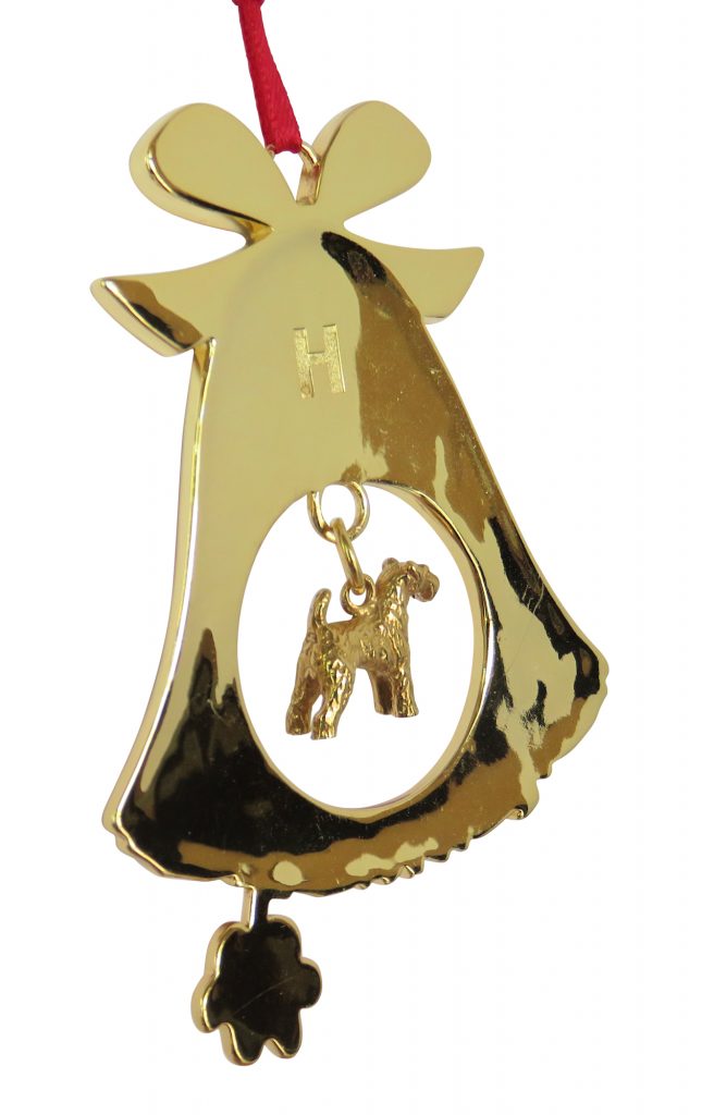 AIREDALE TERRIER Gold Plated Christmas Holiday Bell Ornament