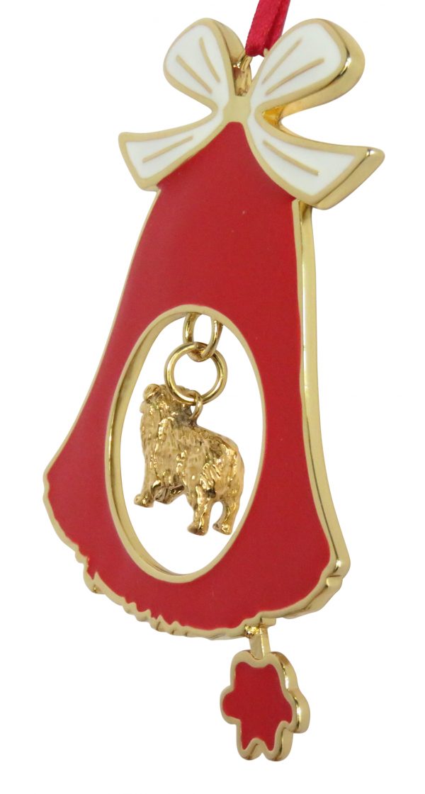 Australian Shepherd Gold Plated Bronze Christmas Holiday Bell Ornament Decoration Gift