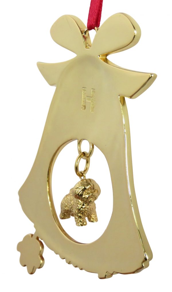 Bichon Frise Gold Plated Bronze Christmas Holiday Bell Ornament Decoration Gift