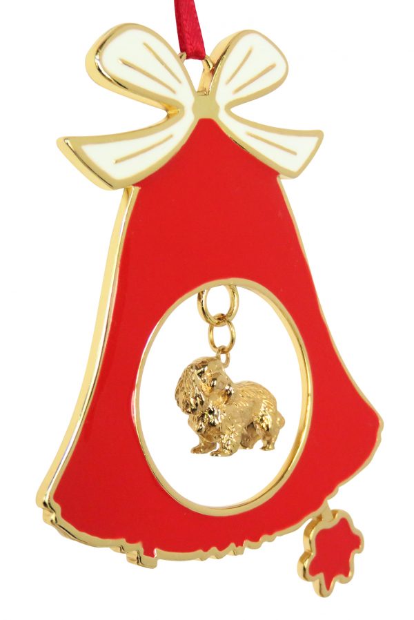 Cavalier King Charles Spaniel Gold Plated Bronze Christmas Holiday Bell Ornament Decoration Gift