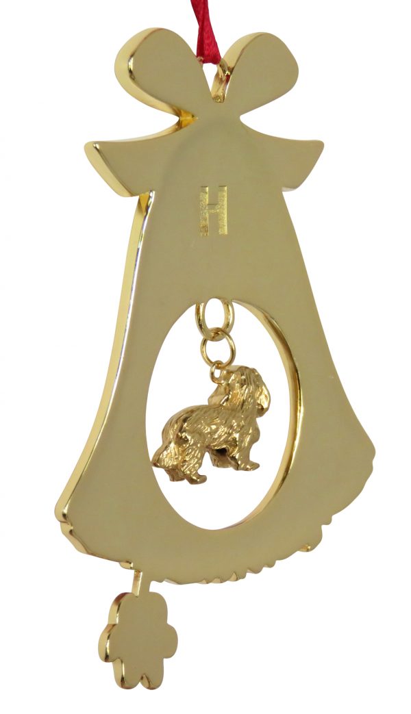 Cavalier King Charles Spaniel Gold Plated Bronze Christmas Holiday Bell Ornament Decoration Gift