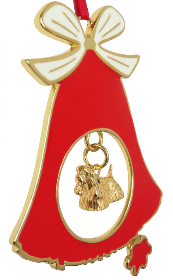 Cocker Spaniel Gold Plated Bronze Christmas Holiday Bell Ornament Decoration Gift